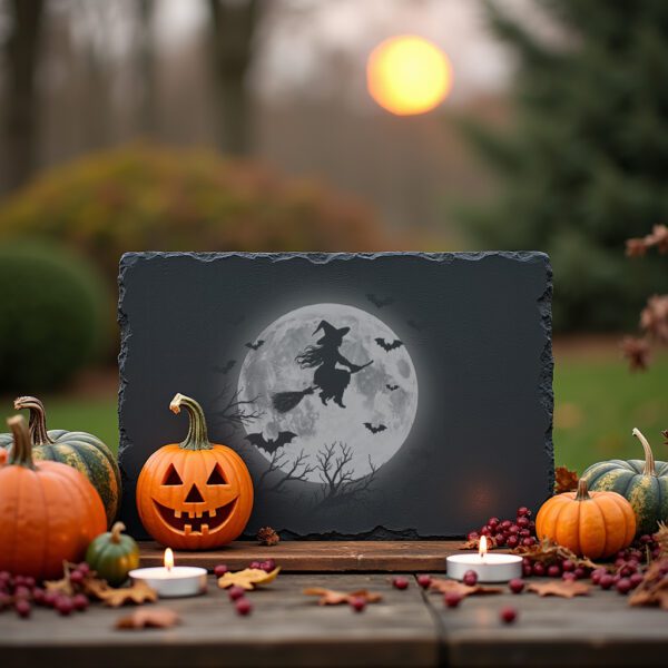 Witch Engraved Slate Board, Halloween Charcuterie Decor, Laser