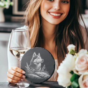 Wolf in Nature Slate Coaster Engraving File, Rustic