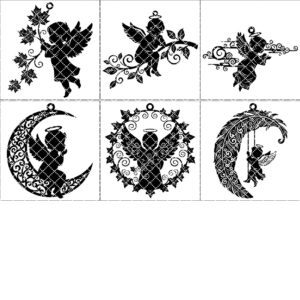 Angel Ornament Bundle, 6 Christmas Baby Angel Designs,