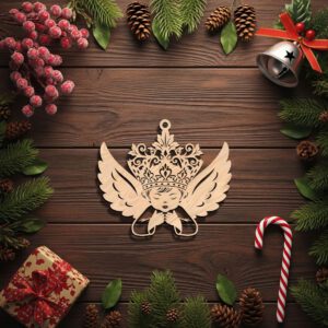 Angel Ornament Christmas File, Crowned Angel with Wings,