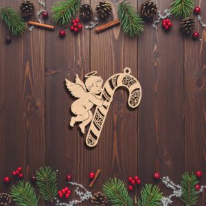 Angel Ornament Christmas Laser File, Angel with Candy