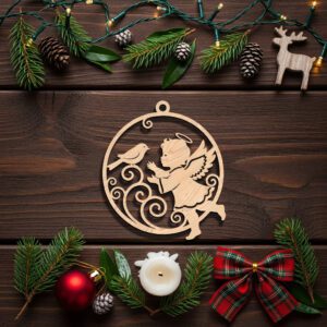 Angel Ornament Christmas Laser File, Bird Design, Memorial