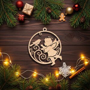 Angel Ornament Christmas Laser File, Bird Design, Memorial