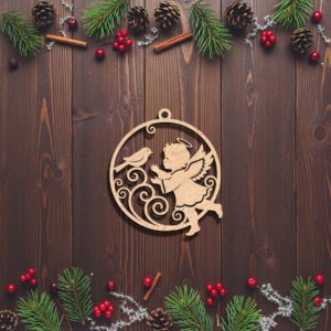 Angel Ornament Christmas Laser File, Bird Design, Memorial