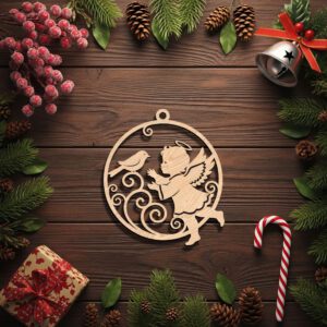 Angel Ornament Christmas Laser File, Bird Design, Memorial