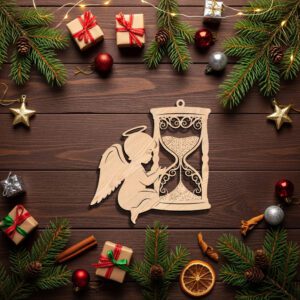 Angel Ornament Christmas Laser File, Hourglass Memorial Design,