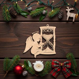 Angel Ornament Christmas Laser File, Hourglass Memorial Design,