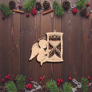 Angel Ornament Christmas Laser File, Hourglass Memorial Design,
