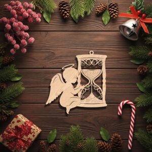 Angel Ornament Christmas Laser File, Hourglass Memorial Design,
