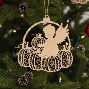 Angel Ornament Christmas Laser File, Pumpkin Silhouette Design