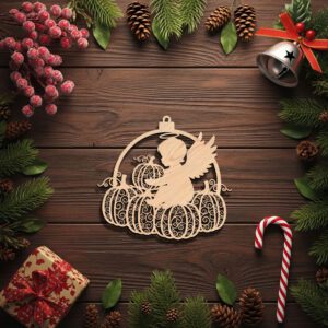 Angel Ornament Christmas Laser File, Pumpkin Silhouette Design
