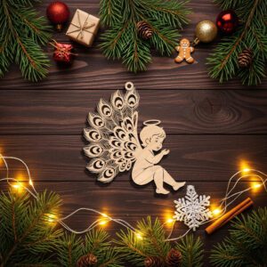 Angel Ornament Digital File, Cherub Silhouette Holiday Decor,