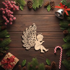Angel Ornament Digital File, Cherub Silhouette Holiday Decor,
