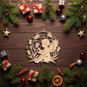 Angel Ornament Digital File, Christmas Angel Silhouette with