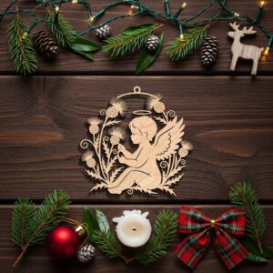 Angel Ornament Digital File, Christmas Angel Silhouette with