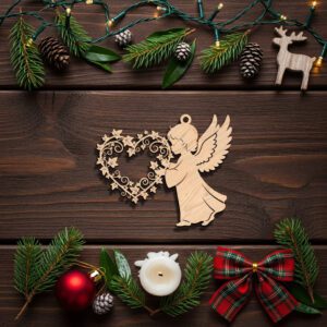 Angel Ornament Digital File, Christmas Angel with Heart,