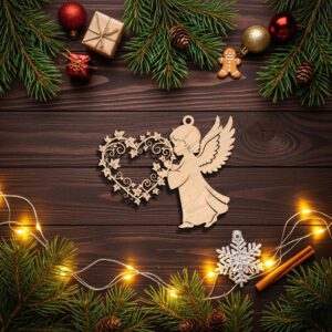 Angel Ornament Digital File, Christmas Angel with Heart,