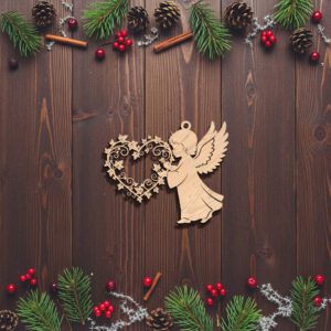 Angel Ornament Digital File, Christmas Angel with Heart,