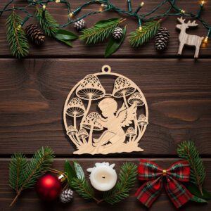 Angel Ornament Digital File, Christmas Mushroom Silhouette Design