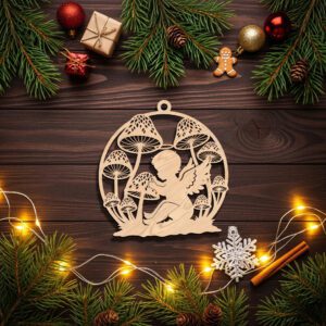 Angel Ornament Digital File, Christmas Mushroom Silhouette Design