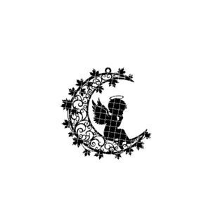 Angel Ornament File, Christmas Moon Silhouette Design for