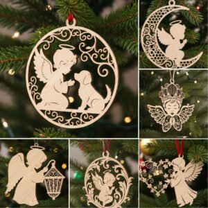 Angel Ornament Laser Design Bundle, 6 Christmas Styles