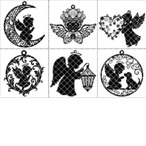 Angel Ornament Laser Design Bundle, 6 Christmas Styles