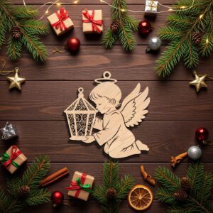Angel Ornament Laser File, Christmas Angel Lantern Silhouette,