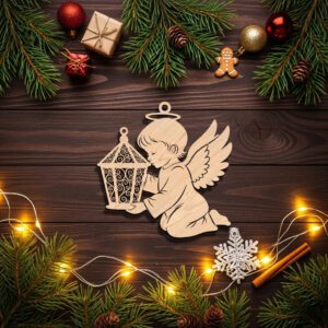 Angel Ornament Laser File, Christmas Angel Lantern Silhouette,