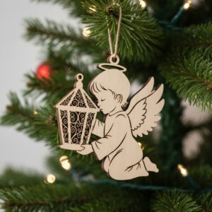 Angel Ornament Laser File, Christmas Angel Lantern Silhouette,
