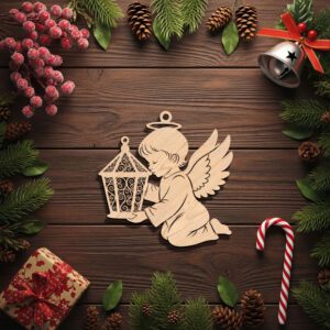 Angel Ornament Laser File, Christmas Angel Lantern Silhouette,