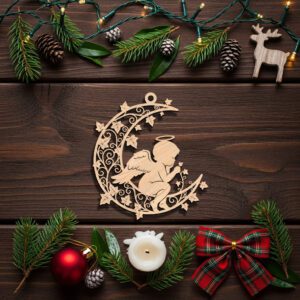 Angel Ornament Laser File, Christmas Angel Moon Design,