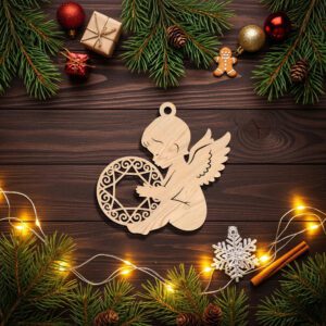Angel Ornament Laser File, Christmas Angel Silhouette, Holiday
