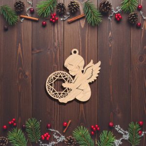 Angel Ornament Laser File, Christmas Angel Silhouette, Holiday