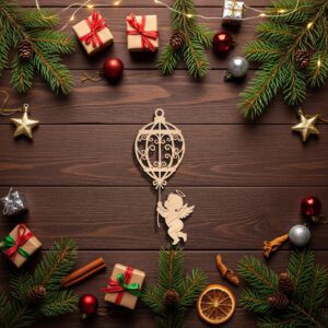 Angel Ornament Laser File, Christmas Angel with Birdcage,