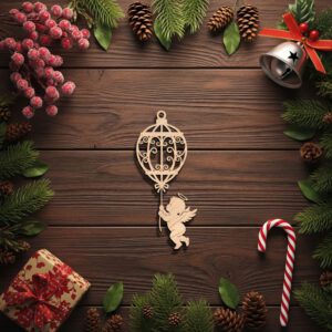 Angel Ornament Laser File, Christmas Angel with Birdcage,
