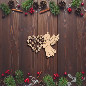 Angel Ornament Laser File, Christmas Angel with Leaf