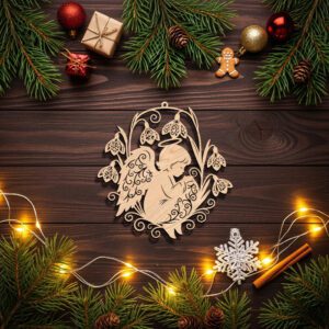 Angel Ornament Laser File, Christmas Floral Angel Silhouette