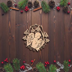 Angel Ornament Laser File, Christmas Floral Angel Silhouette
