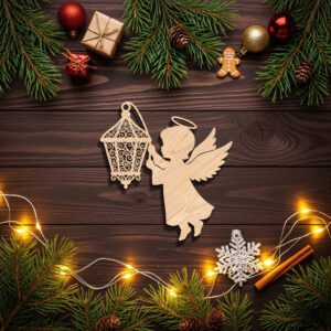 Angel Ornament Laser File, Christmas Lantern Angel Silhouette