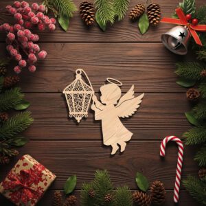 Angel Ornament Laser File, Christmas Lantern Angel Silhouette