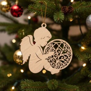 Angel Ornament Laser File, Christmas Memorial Silhouette, Wood