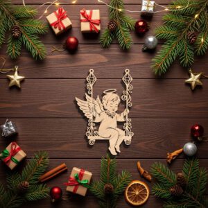 Angel Ornament Laser File, Memorial Angel on Swing