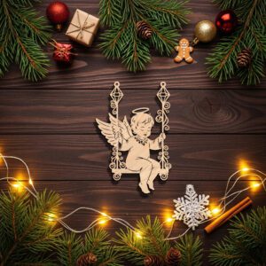 Angel Ornament Laser File, Memorial Angel on Swing