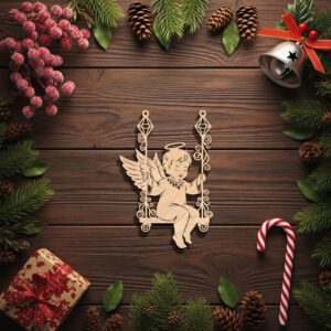 Angel Ornament Laser File, Memorial Angel on Swing