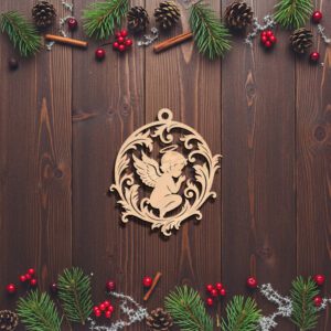 Angel Ornament Laser File, Ornate Christmas Silhouette, CNC