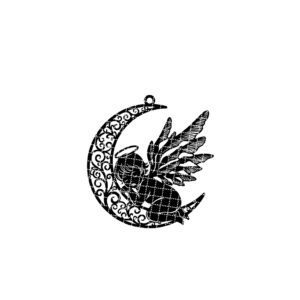 Angel Ornament Laser File, Sleeping Angel on Moon,