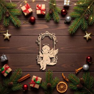 Angel Ornament Laser File, Swinging Angel on Ornate
