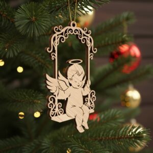 Angel Ornament Laser File, Swinging Angel on Ornate