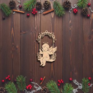 Angel Ornament Laser File, Swinging Angel on Ornate